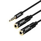 3.5mm Aux Splitter, 4-Pole Male to Dual Female AUX Audio Jack