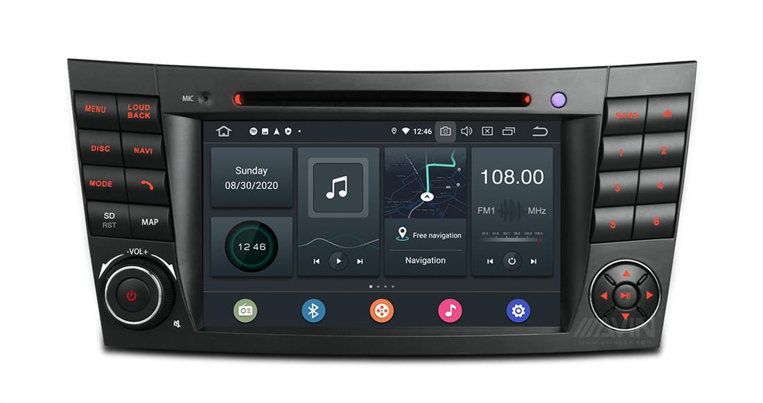 SWTNVIN Android 10.0 Autoradio-Stereo-Headunit passend für Mercedes Benz E-Klasse W211 CLS W219 DVD-Player Radio 7 Zoll HD Touchscreen GPS Navigation mit Bluetooth WIFI SWC 3G DSP TPMS 2 GB 80 GB 