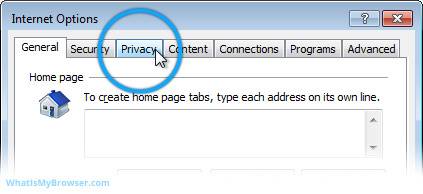 The Privacy tab in Internet Explorer 9
